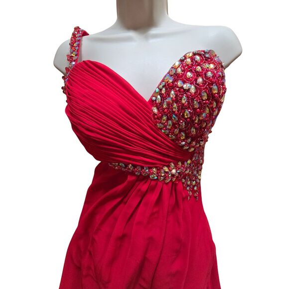 NWOT Jay Godfrey Red Beaded Chiffon Formal Gown Dress 2 Gala Pageant Occasion - Picture 3 of 15